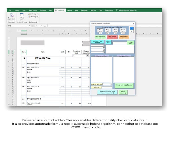 Excel application - cost analysis